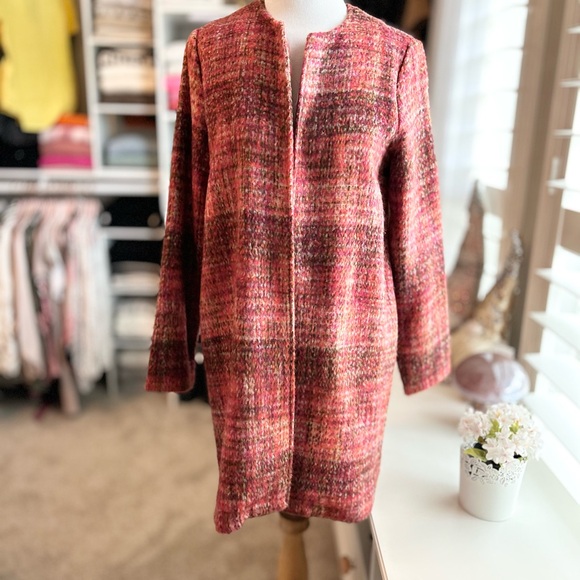 Christian Siriano Red Plaid Open Cardigan Jacket Small NWT - Picture 2 of 8